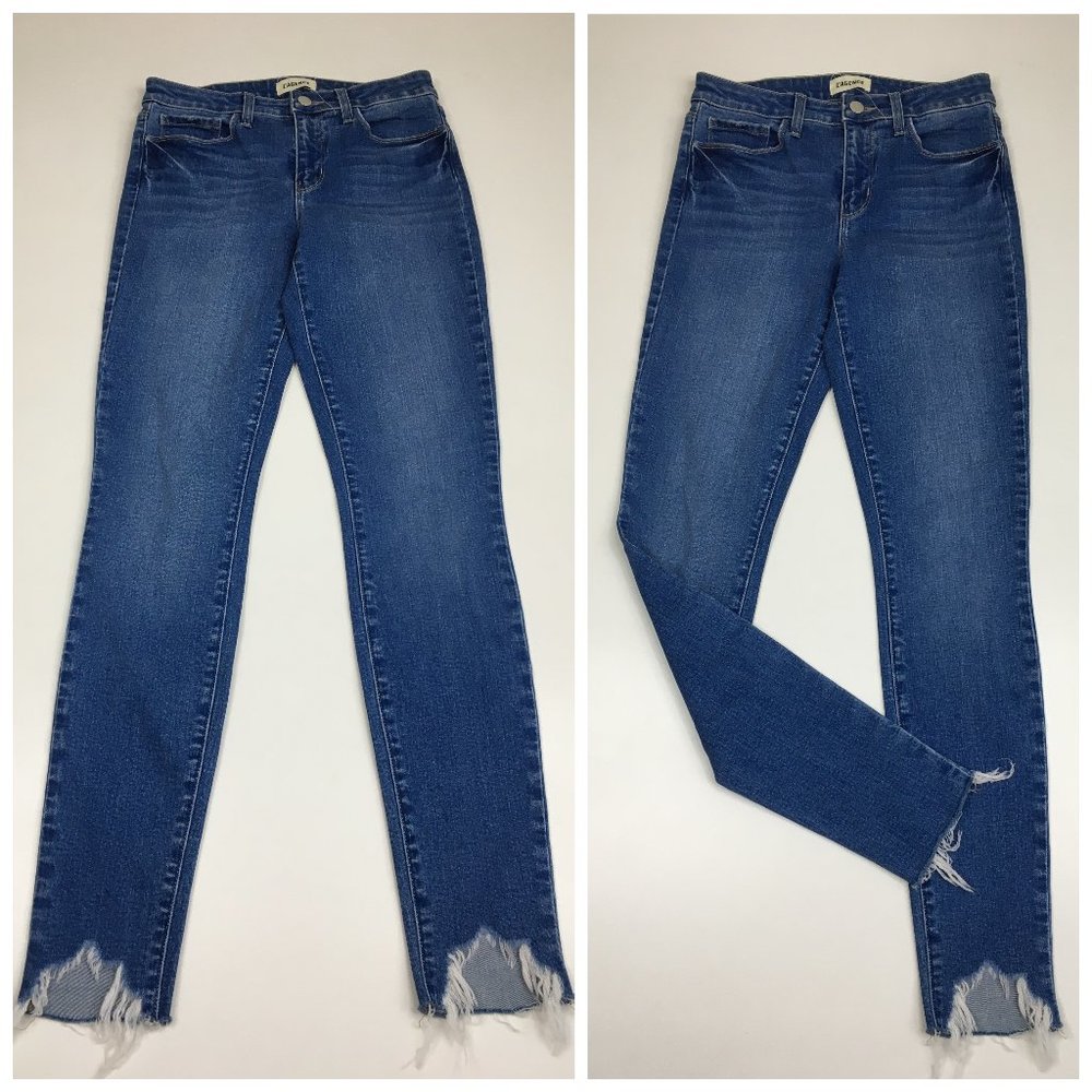 NWOT L'AGENCE Logo Hardware Cambria Medium Wash Raw Step Hem 5 Pocket Jeans